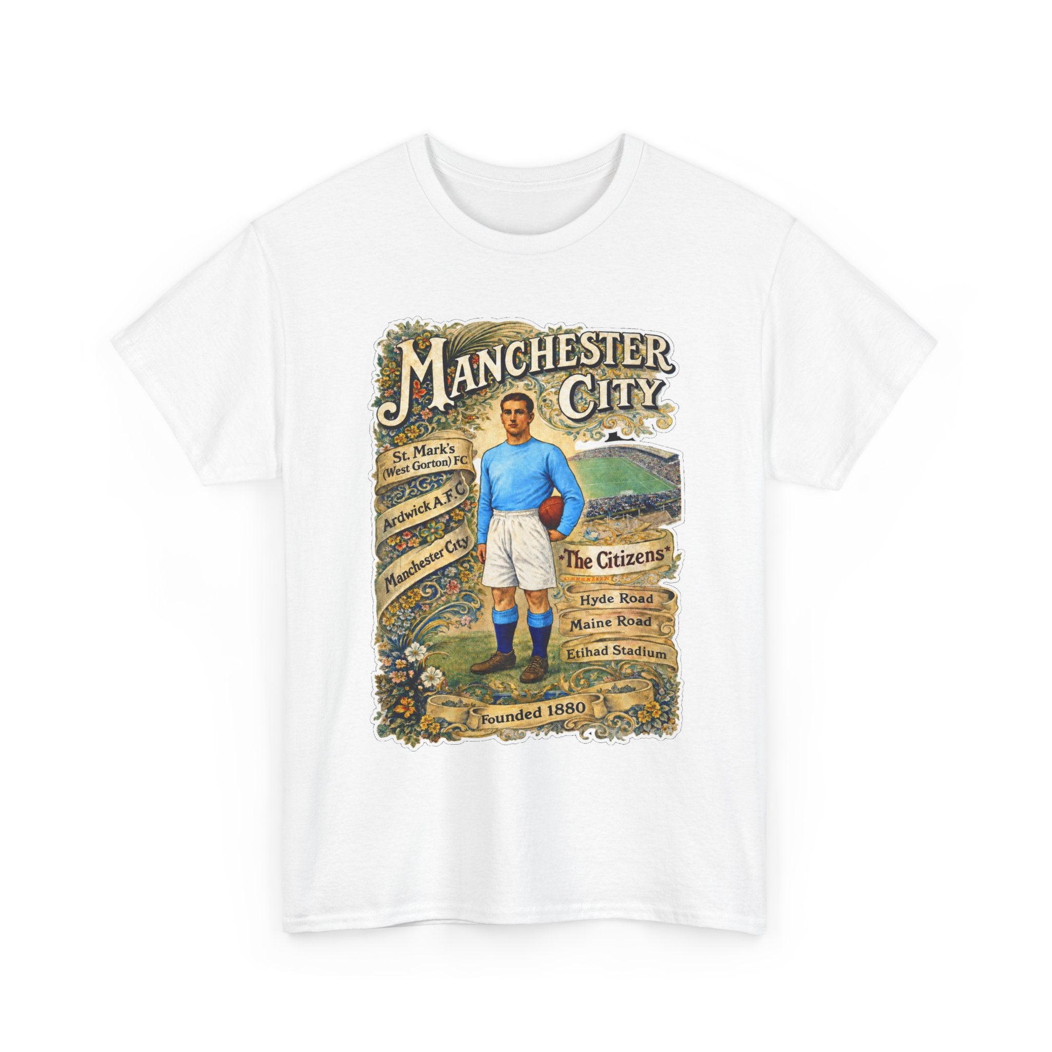Manchester City Vintage Football Tee — Retro Soccer Graphic T-Shirt