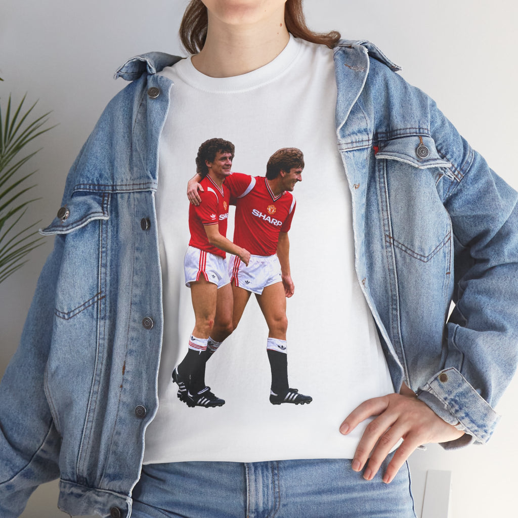Hughes and Whiteside Manchester United Legend Teammates Graphic Cotton T-Shirt / Tee