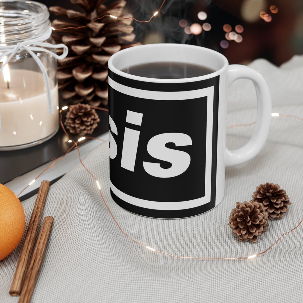 Oasis Logo Ceramic Coffee Mug — 11oz & 15oz Black Branded Coffee Cup