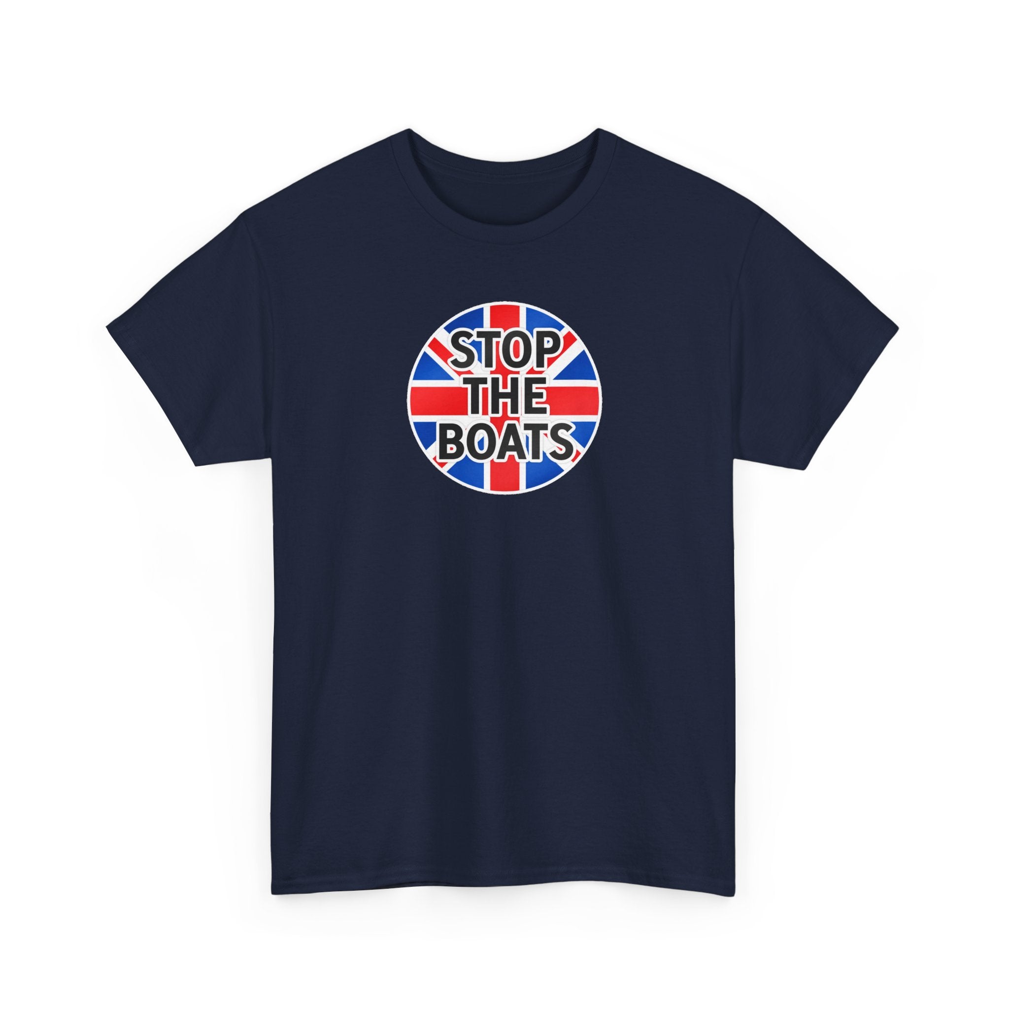 Stop The Boats Union Jack Protest Cotton T-Shirt / Tee