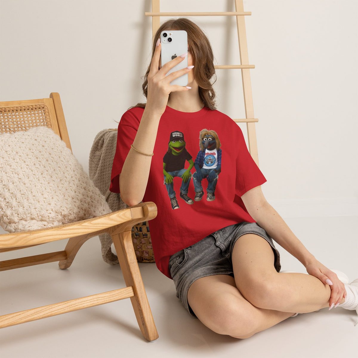 Kermit & Gonzo Waynes World Inspired Character Graphic T-Shirt