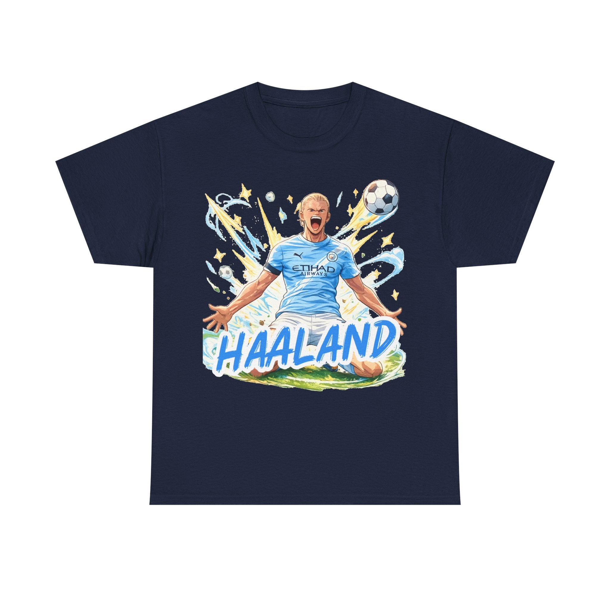 Erling Haaland Anime Fan Tee — Celebratory Football Player Graphic T-Shirt