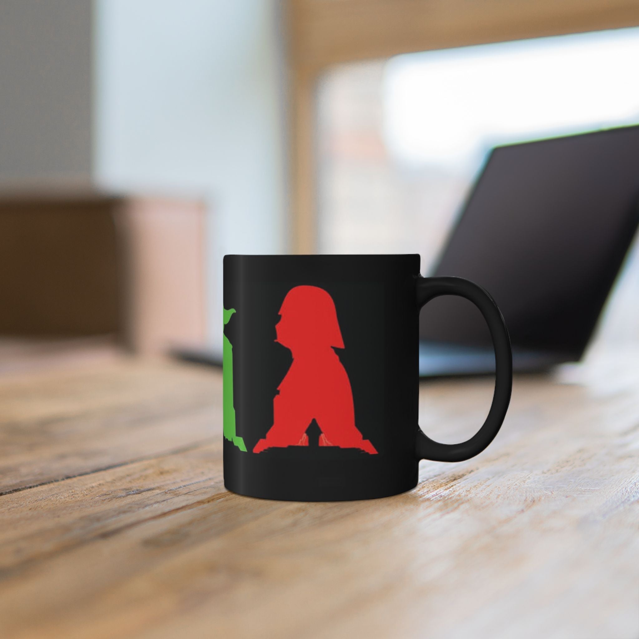 Star Wars Silhouette Mug — Yoda, Vader & Luke Color Portrait Coffee Cup (11oz/15oz)