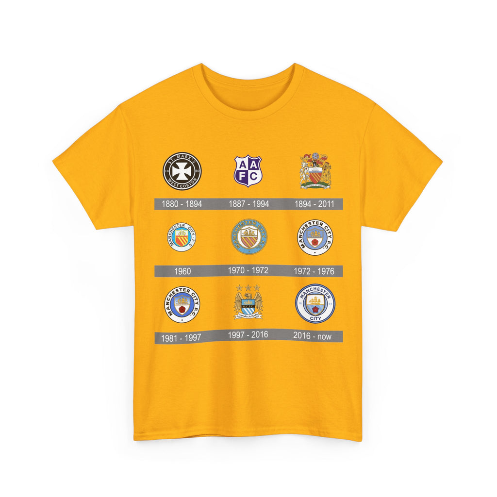 Manchester City Crest Timeline T-Shirt — Retro Club Crest History Tee