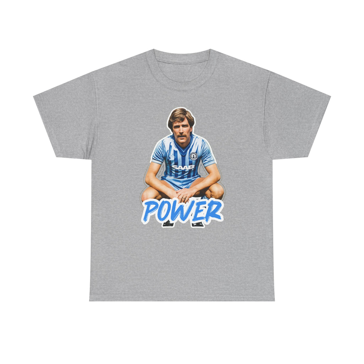 Paul Power Manchester City Legend Player Graphic Tee — Retro Football Jersey Design
