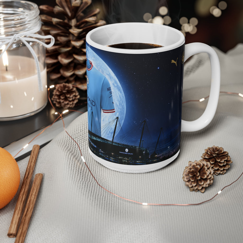 Manchester City Treble Winning Season Shirt Moonlight Ceramic Mug — Blue Jersey Nightscape 11oz/15oz