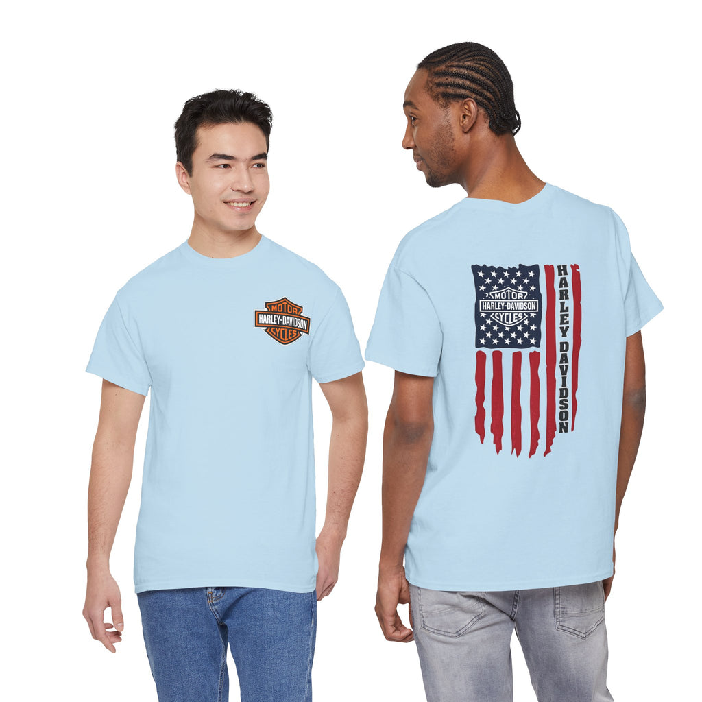 Harley-Style Flag Tee — American Motorcycle Logo T-Shirt