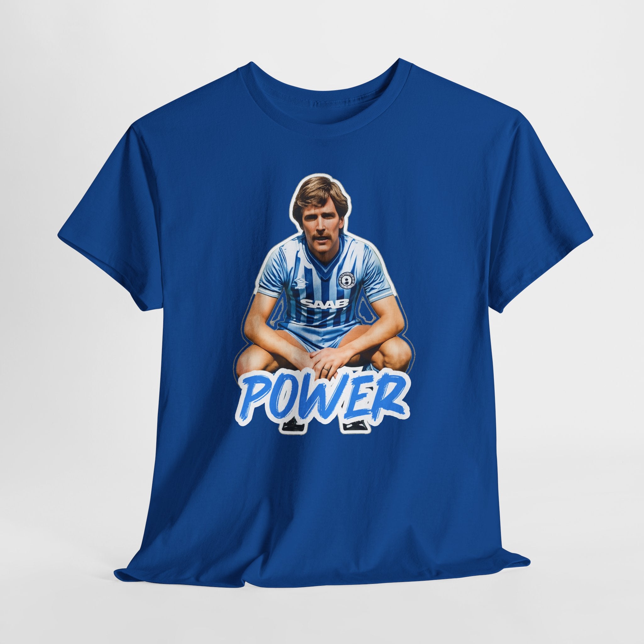 Paul Power Manchester City Legend Player Graphic Tee — Retro Football Jersey Design