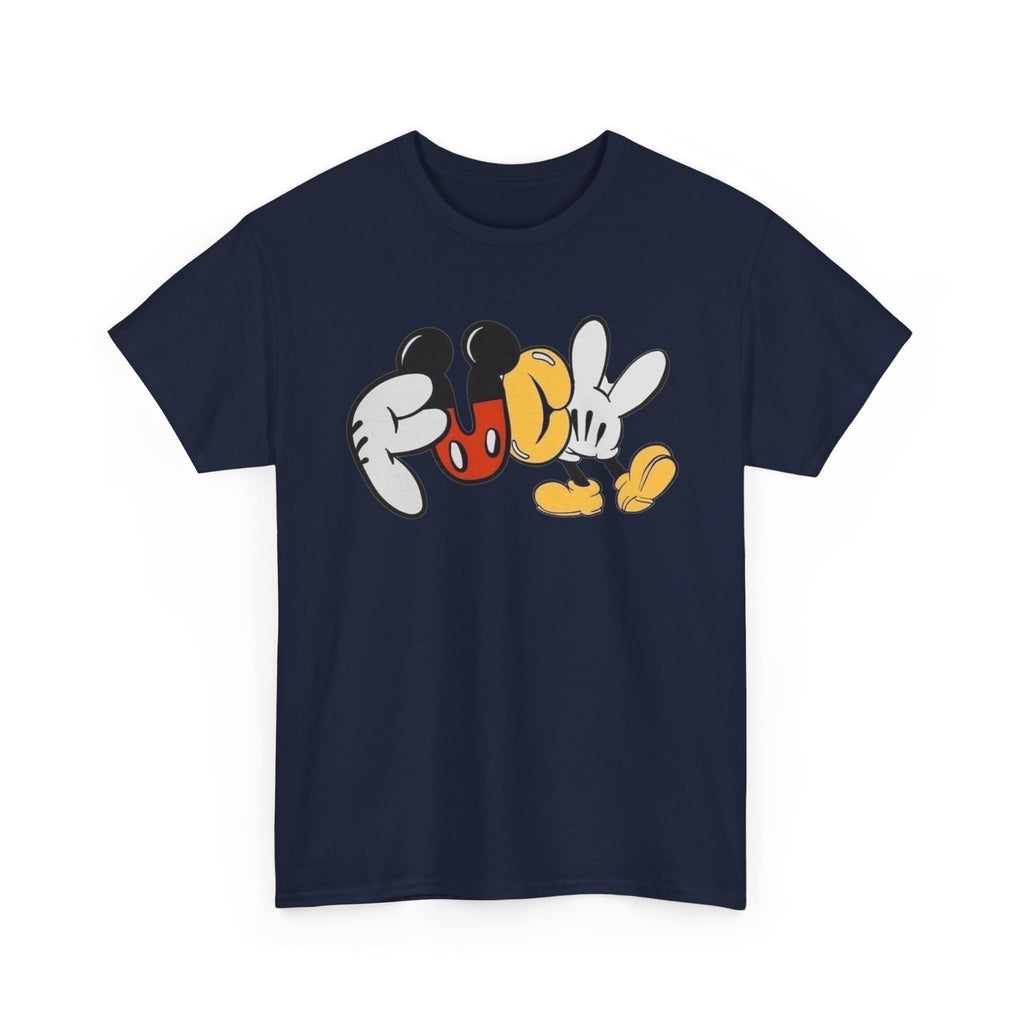 F**K Disney Graphic Tee — Playful Cartoon Hands & Shoes Design