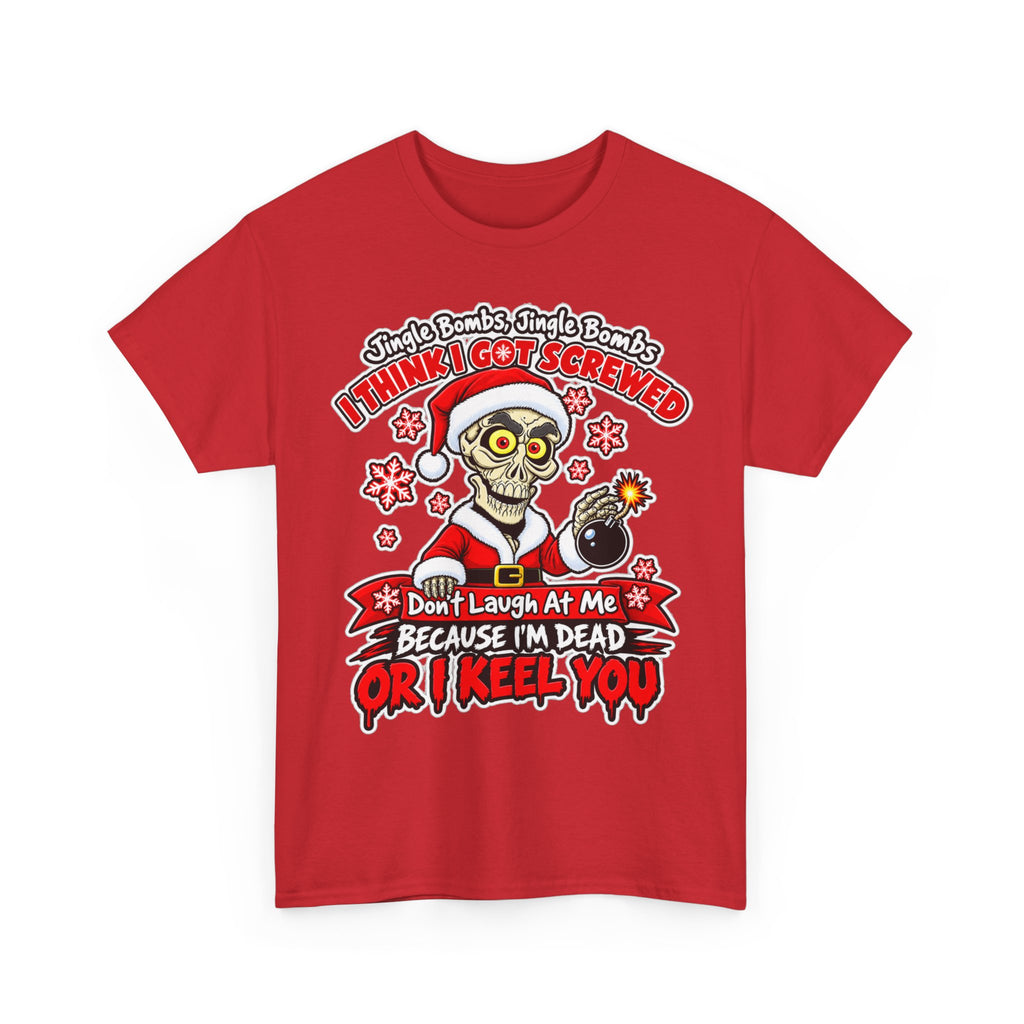 Santa Skull Christmas T-Shirt — "I Think I Got Screwed" Dark Holiday Tee