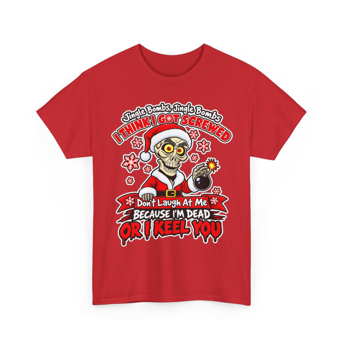 Santa Skull Christmas T-Shirt — "I Think I Got Screwed" Dark Holiday Tee