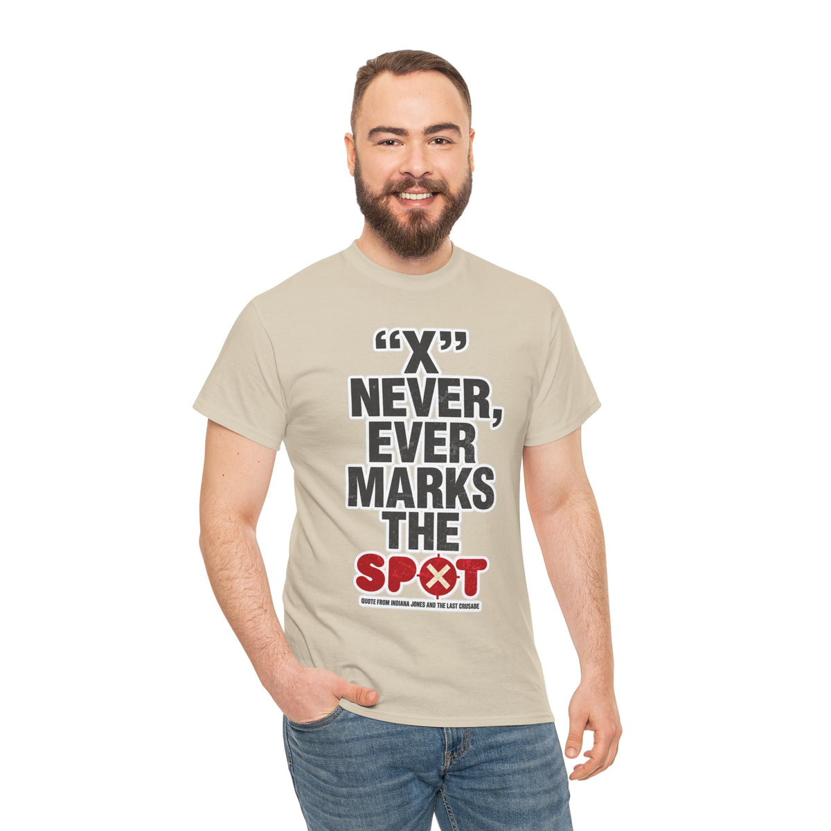 Indiana Jones Inspired T-Shirt — "X" Never, Ever Marks the Spot Pirate Map Humor Tee