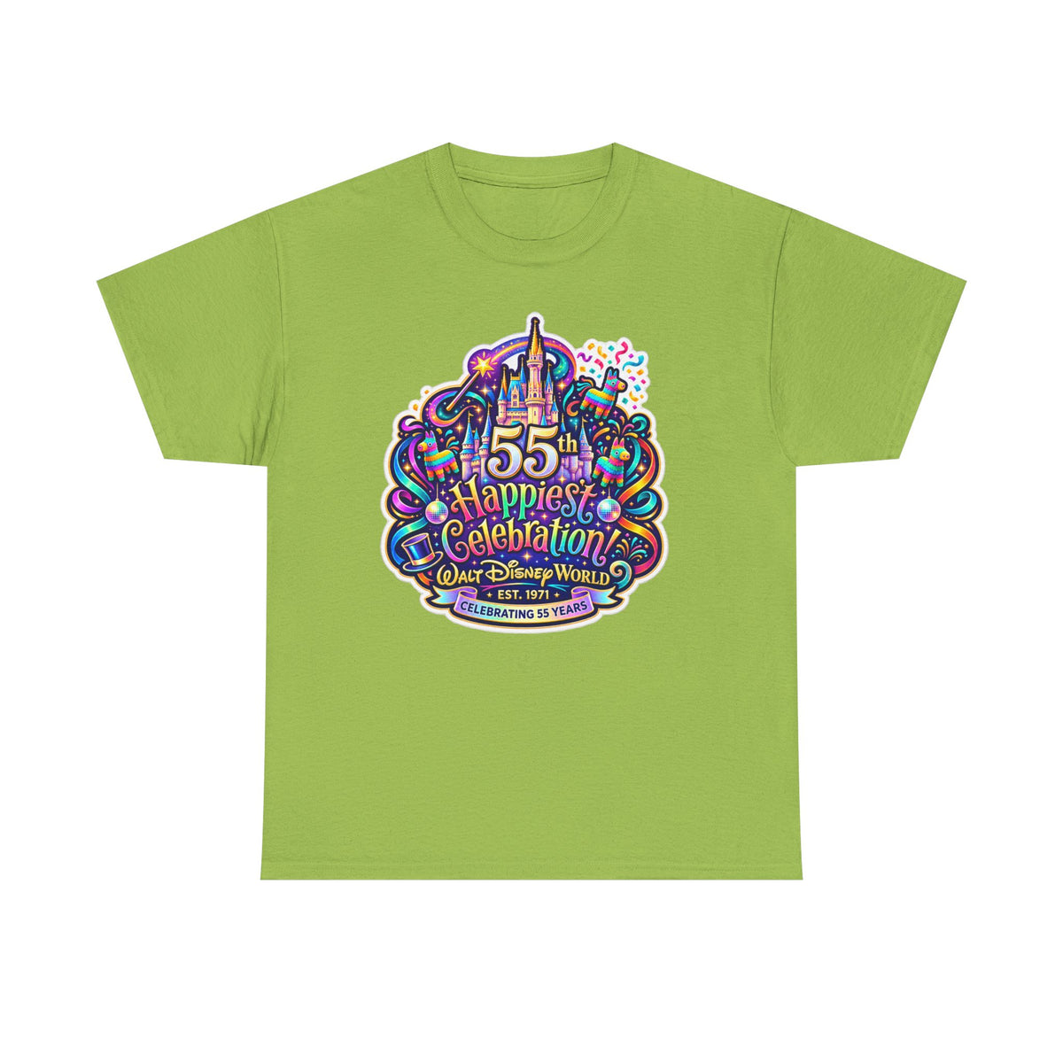 T-Shirt — "55th Happiest Celebration" Colorful Anniversary Castle Graphic Tee