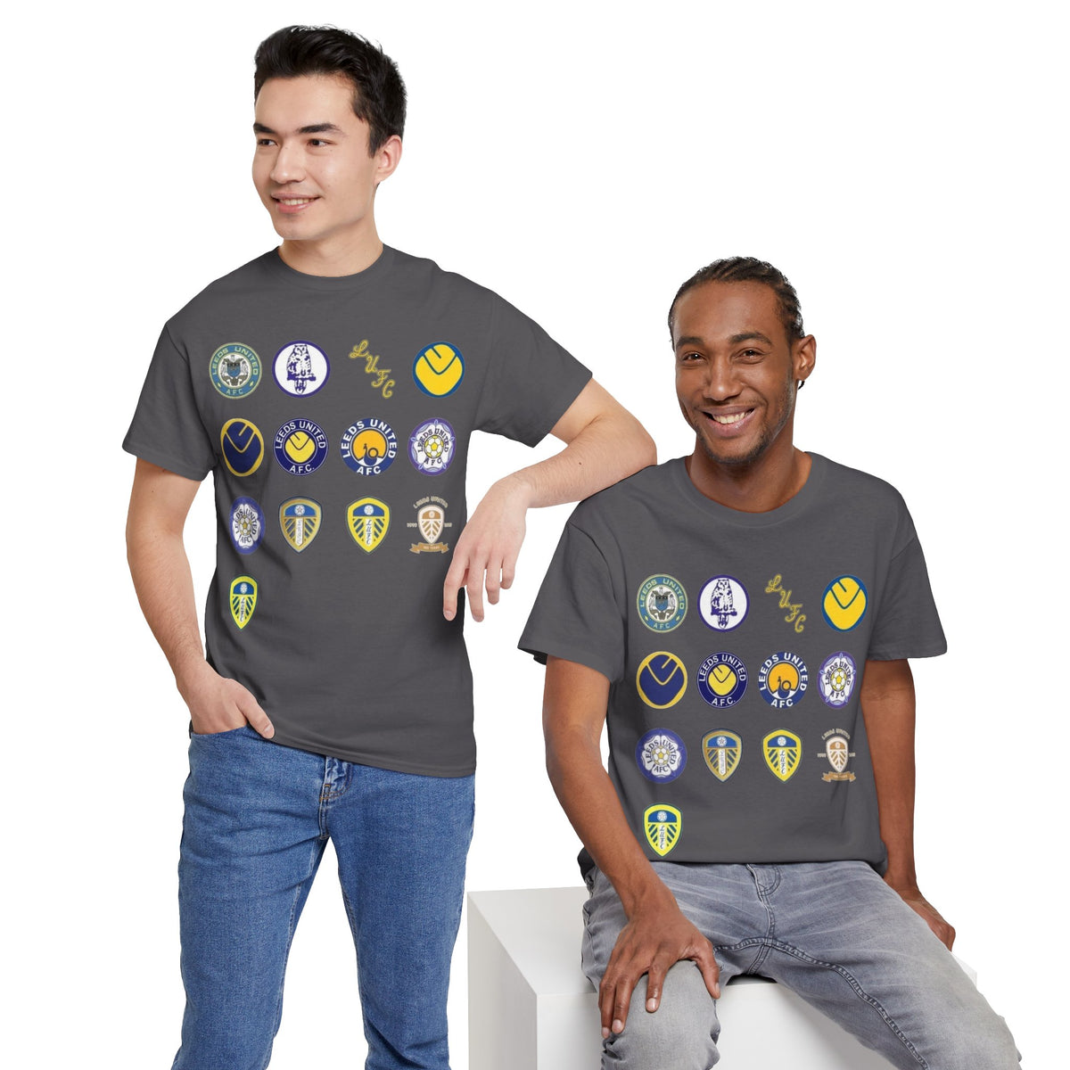 Leeds United Retro Crest Cotton T-Shirt — Vintage Football Club Emblem Tee