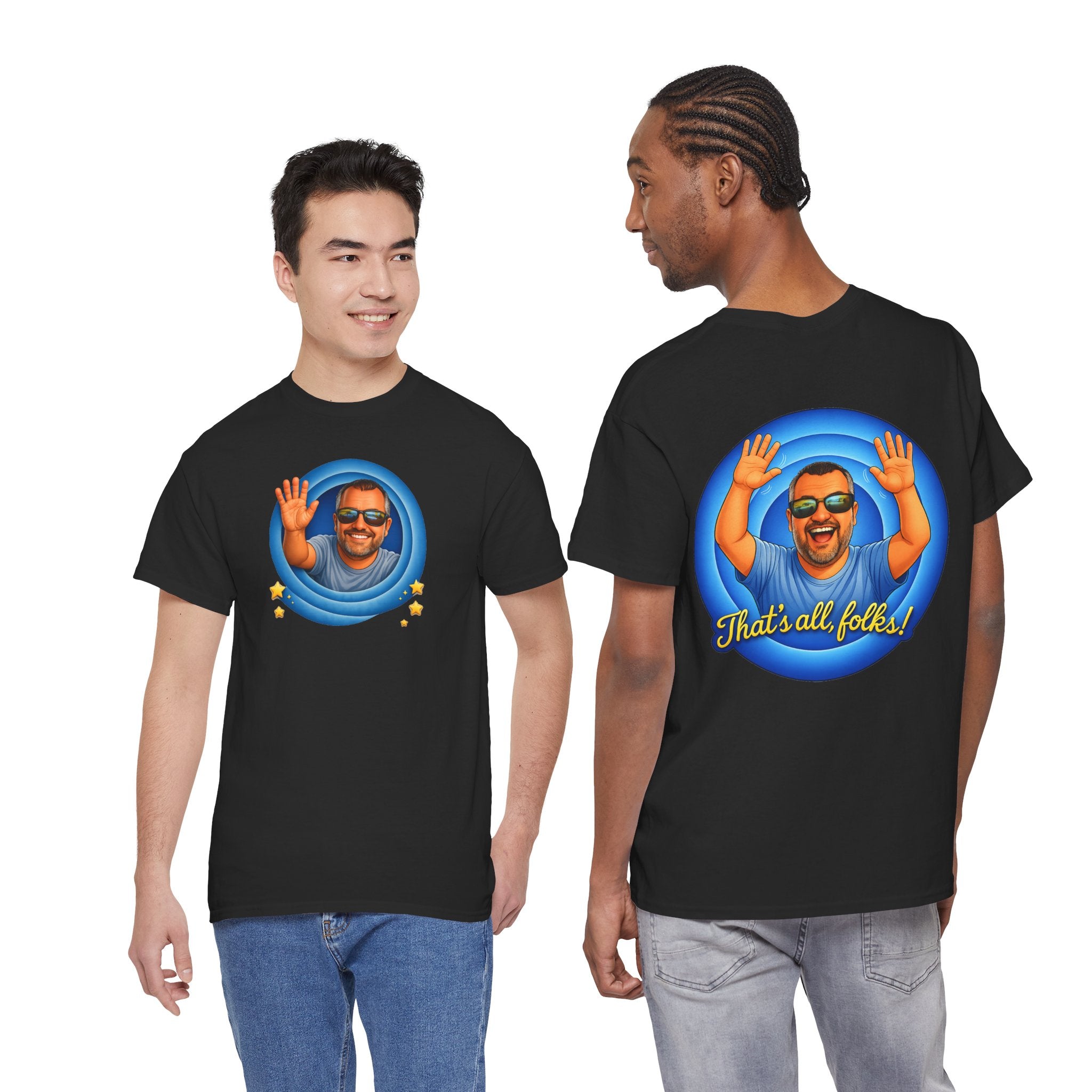 T-Shirt — "That's All, Folks!" Waving Portrait Graphic Tee