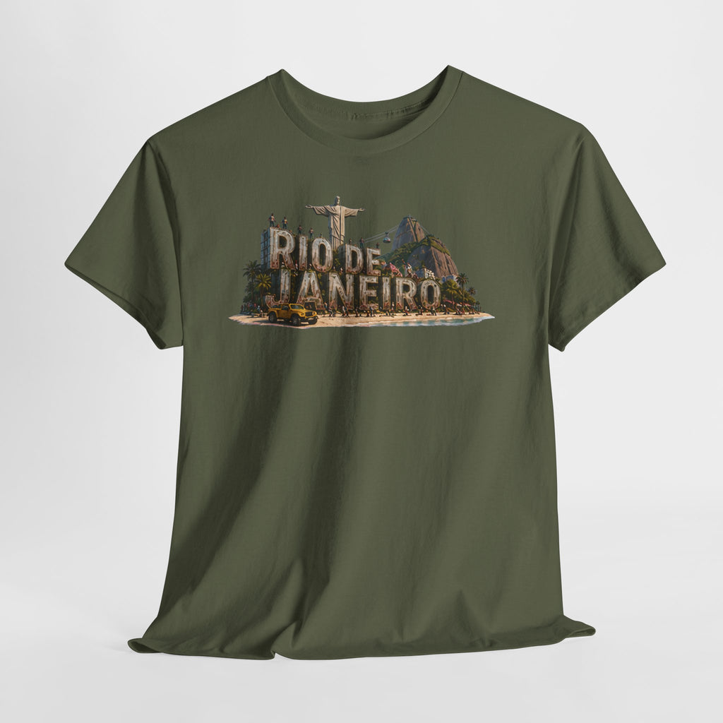 Rio de Janeiro Scenic T‑Shirt — Vintage Travel Tee with Christ the Redeemer Design