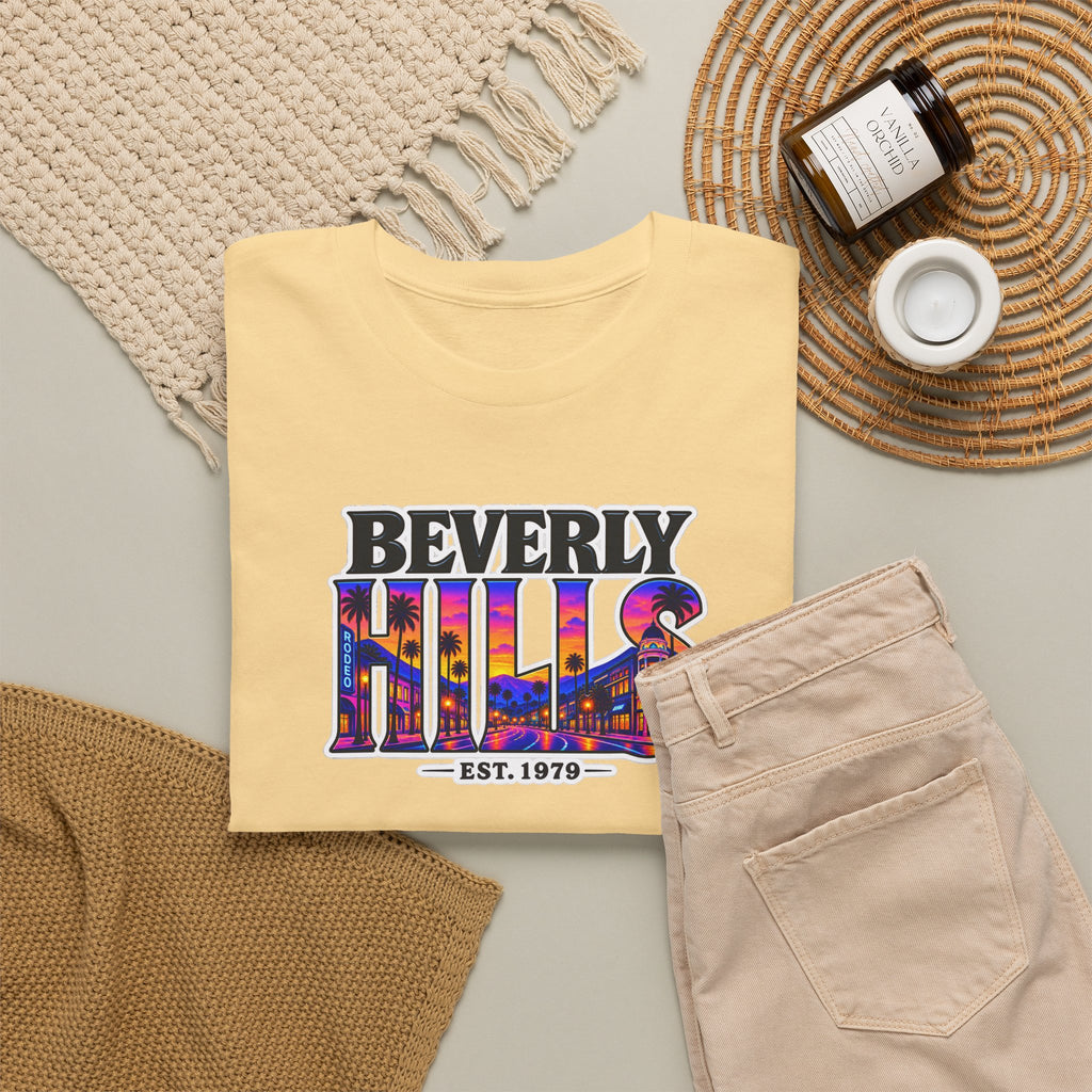 Beverly Hills Retro Sunset Tee — 'Beverly Hills EST. 1979' Graphic T-Shirt