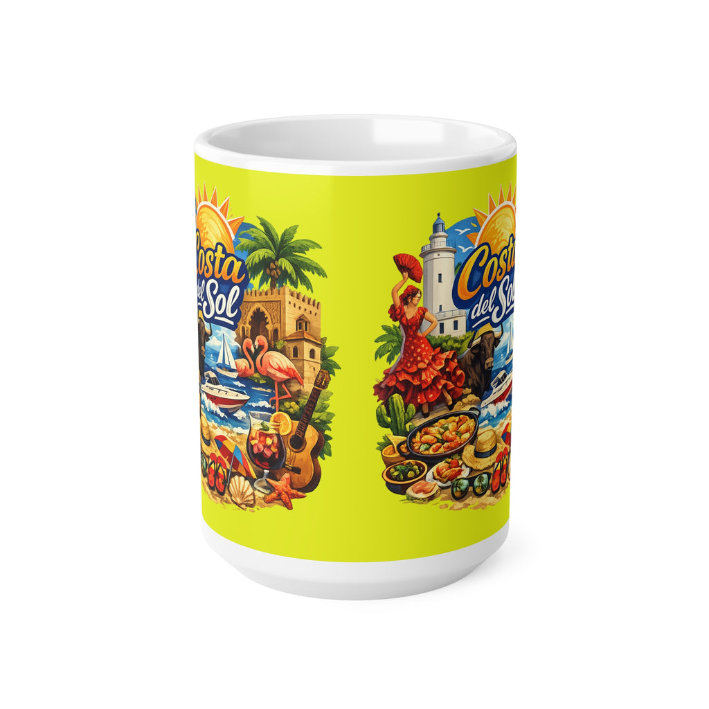 Costa del Sol Ceramic Coffee Mug — Spanish Beach Travel Souvenir, 11oz & 15oz