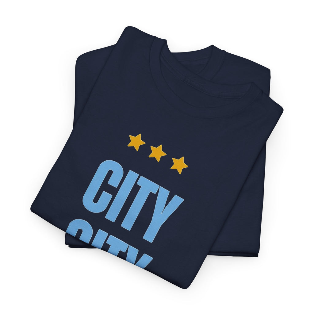 Manchester City City City Tee — Retro Three-Star Premier League Lion Soccer Shirt
