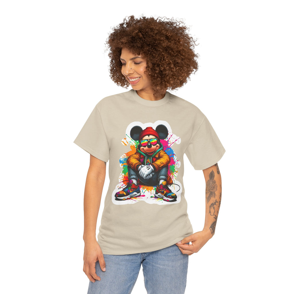 Streetwear Mouse Graphic Tee — Colorful Urban Hip-Hop Cartoon Shirt