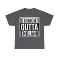 Straight Outta England T-Shirt — Bold Black Typography Tee for Brits & Expats