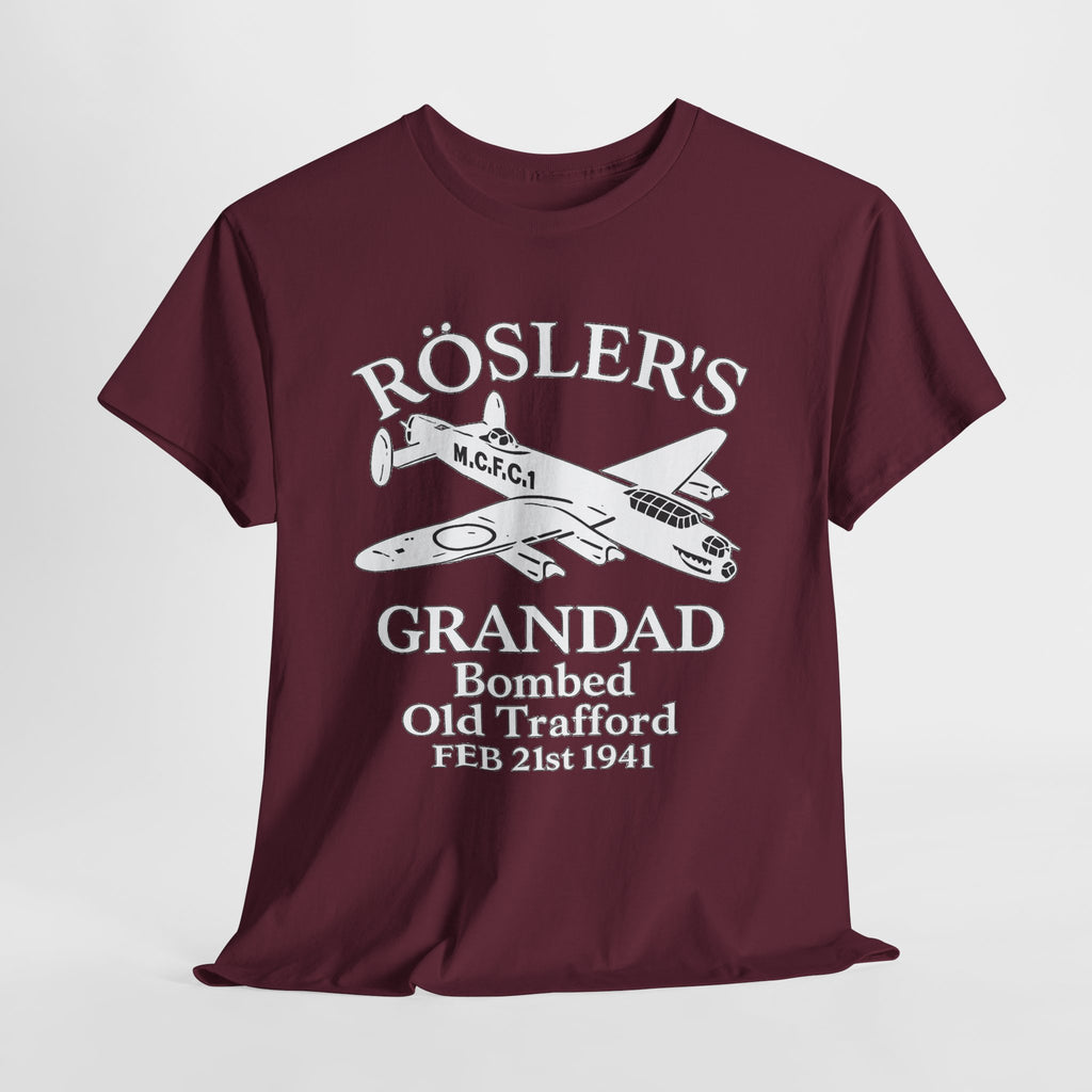 Rösler's Grandad Bombed Old Trafford Tee — WWII Tribute Military Plane Shirt (Feb 21, 1941)