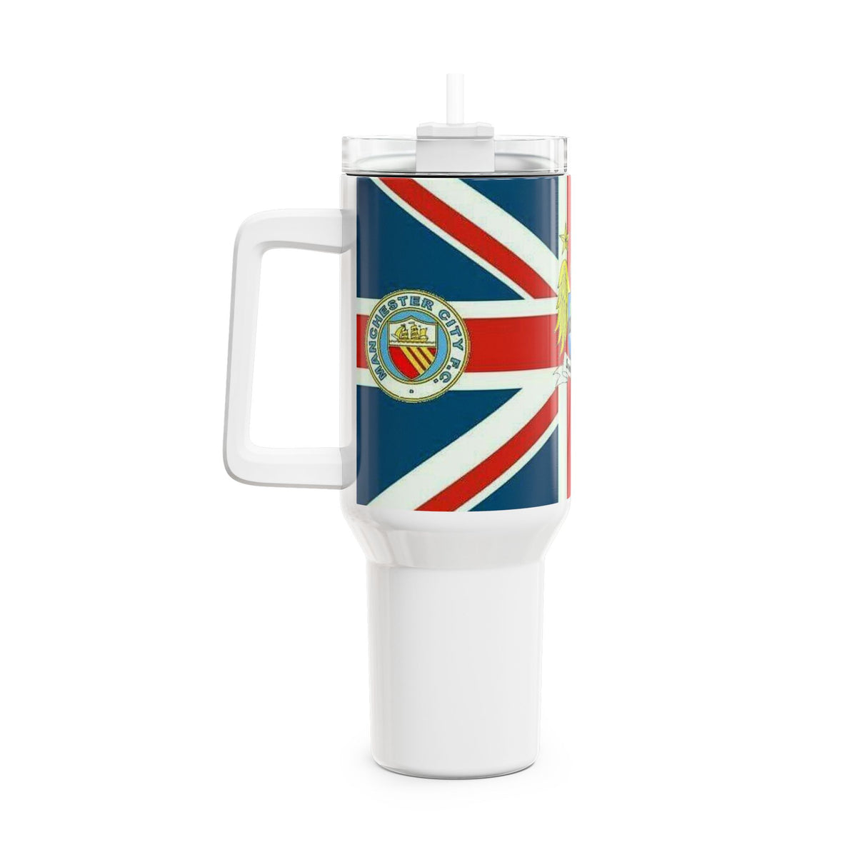 Manchester City Retro Union Jack Crest 40oz Tumbler — British Heritage Insulated Travel Cup