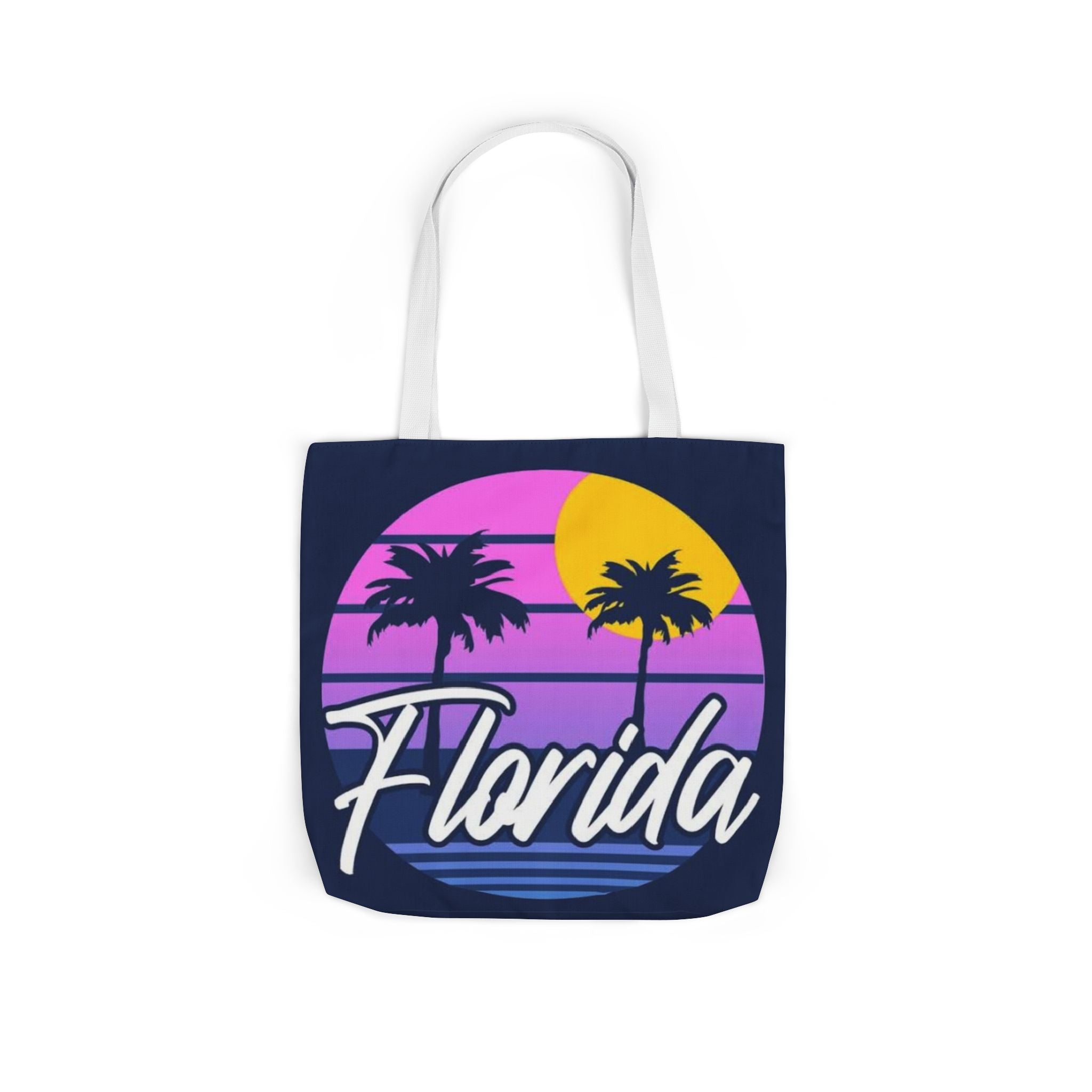 Florida Sunset Palm Tote Bag — Retro Beach Canvas Tote