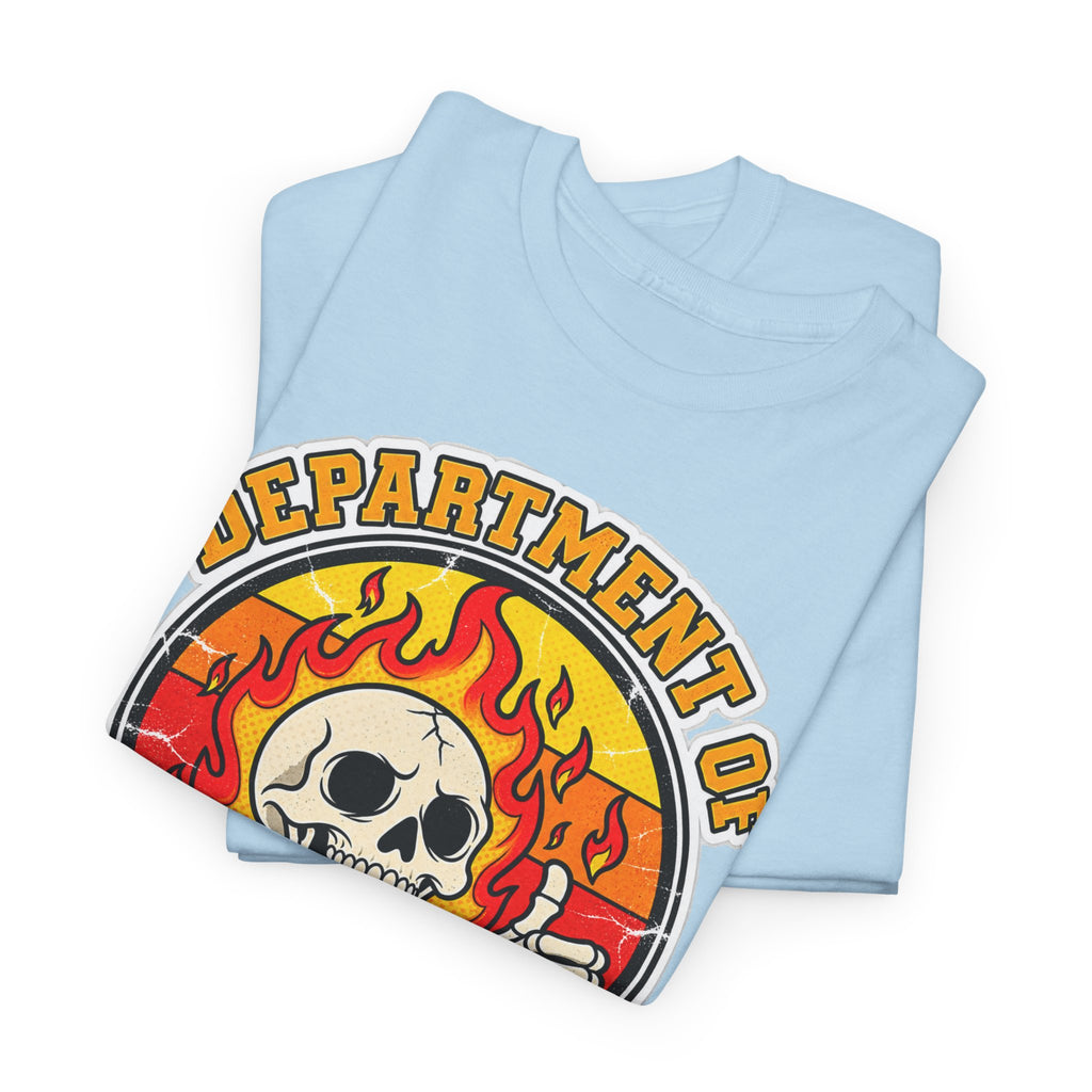 Department of Bad Decisions Skull T-Shirt — Retro Flaming Thumbs-Up Graphic Tee