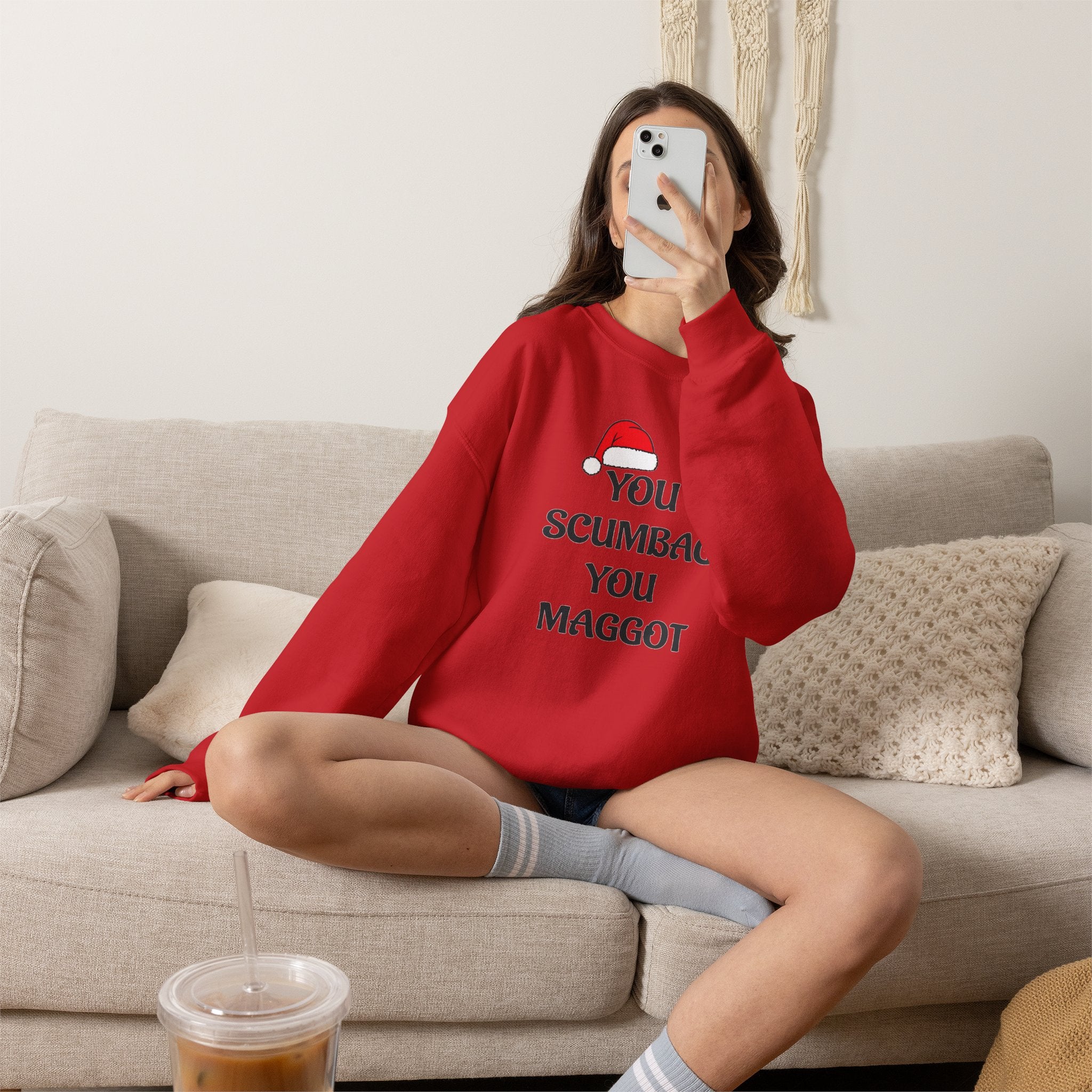 Holiday Sarcastic Sweatshirt — "You Scumbag You Maggot" Funny Christmas Crewneck