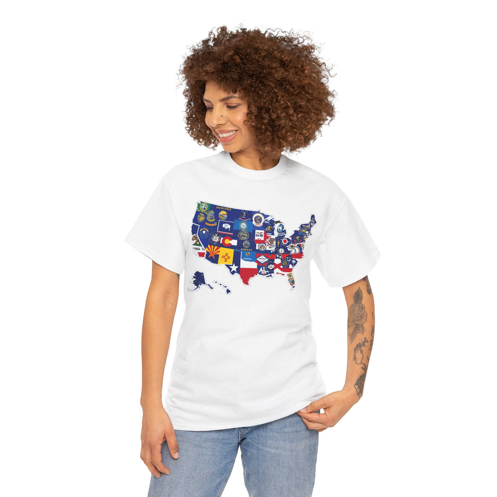 USA Map Flag T-Shirt — United States State Flag Map Tee