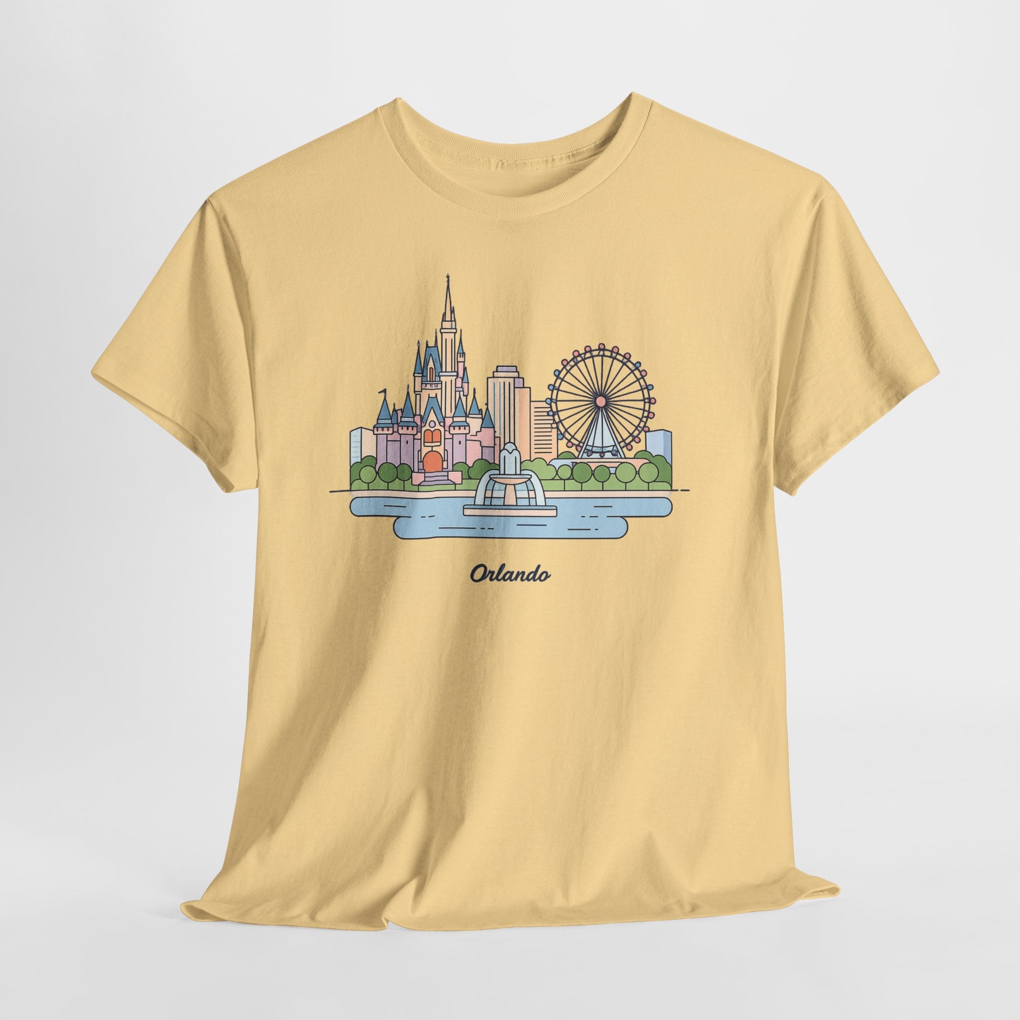 Orlando Skyline T-Shirt — Cute Cityscape Graphic Tee with 'Orlando' Text
