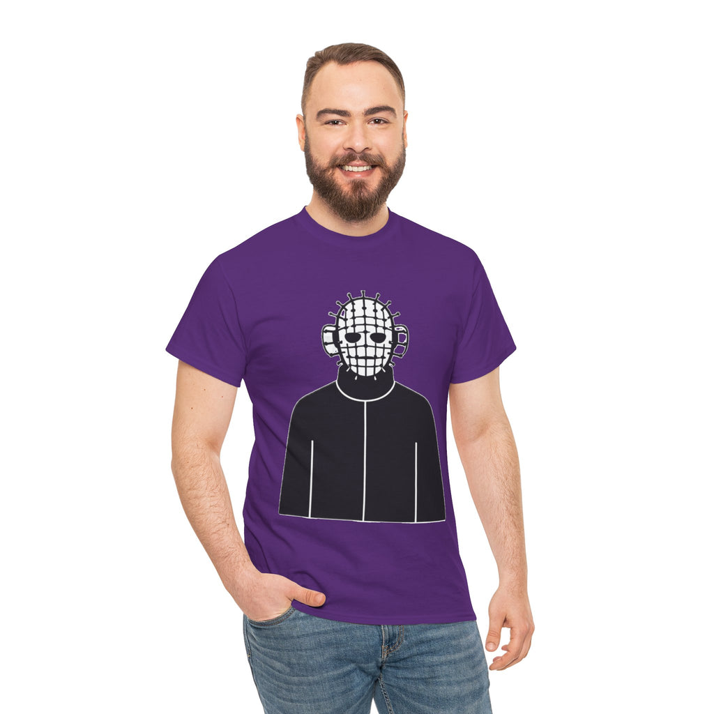 Horror Mask Graphic Tee — Pinhead-Inspired Skull Design