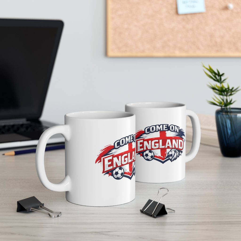 Come On England Soccer Fan Mug — 11oz & 15oz Ceramic Football Supporter Cup