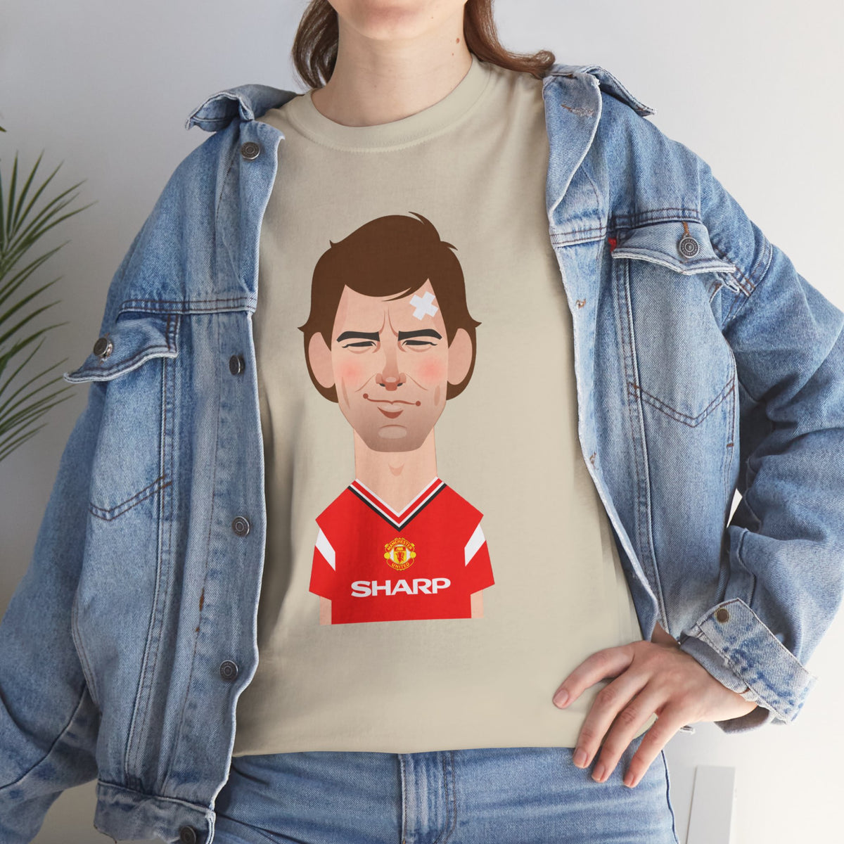 Bryan Robson Manchester United Legend Portrait Cotton T-Shirt