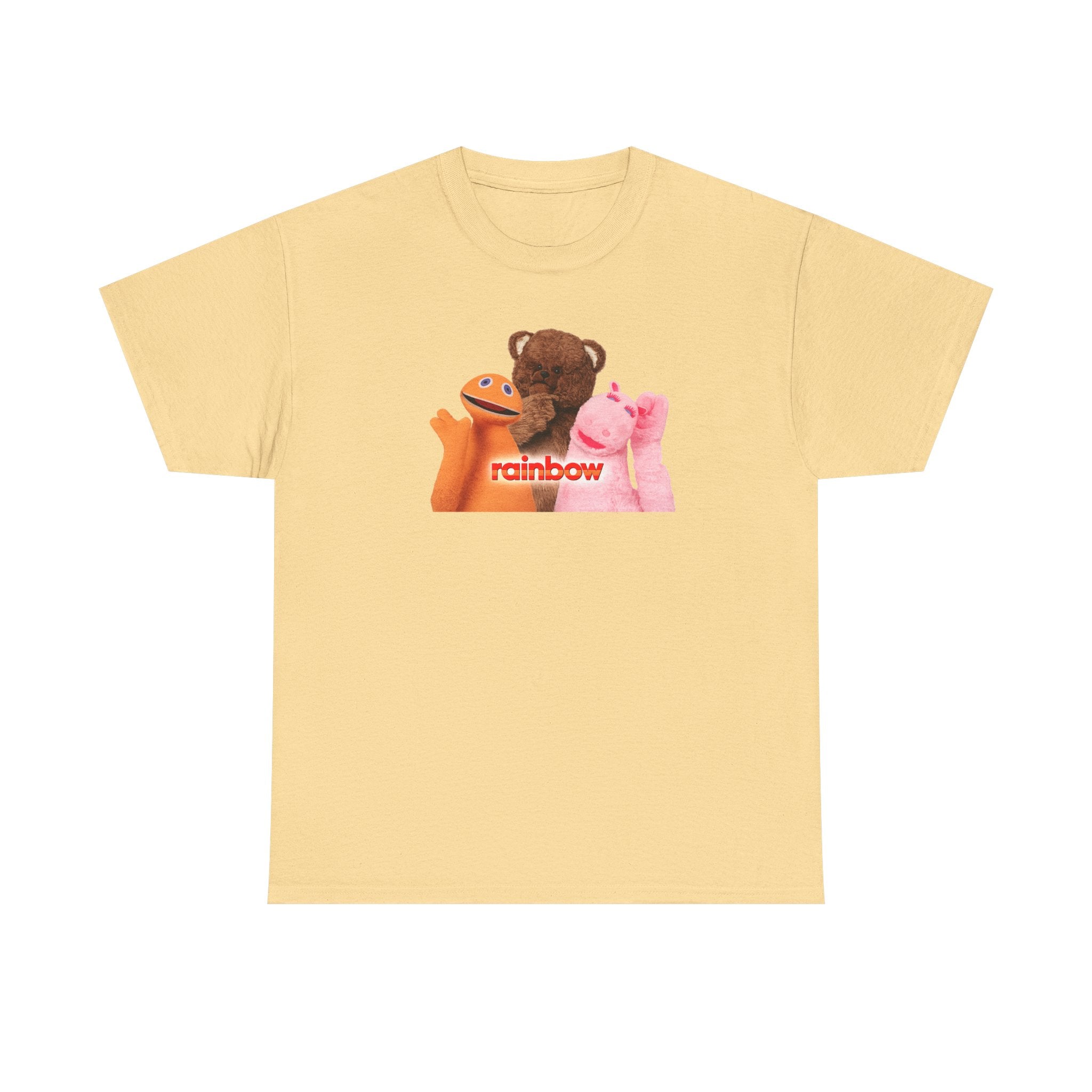 Rainbow Kids TV Zippy, George and Bungle Puppets T-Shirt — Cute Teddy & Hand Puppets Graphic Tee