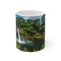 Waterfall Landscape Mug — Tropical Rainbow Waterfall Ceramic Coffee Cup (11oz & 15oz)
