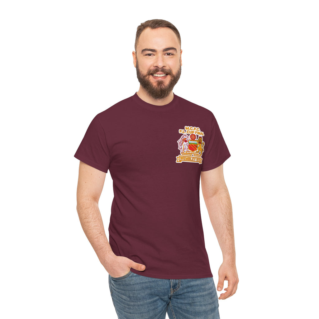 Manchester City 1976 League Cup Final Crest Cotton T‑Shirt — Vintage Football Fan Tee