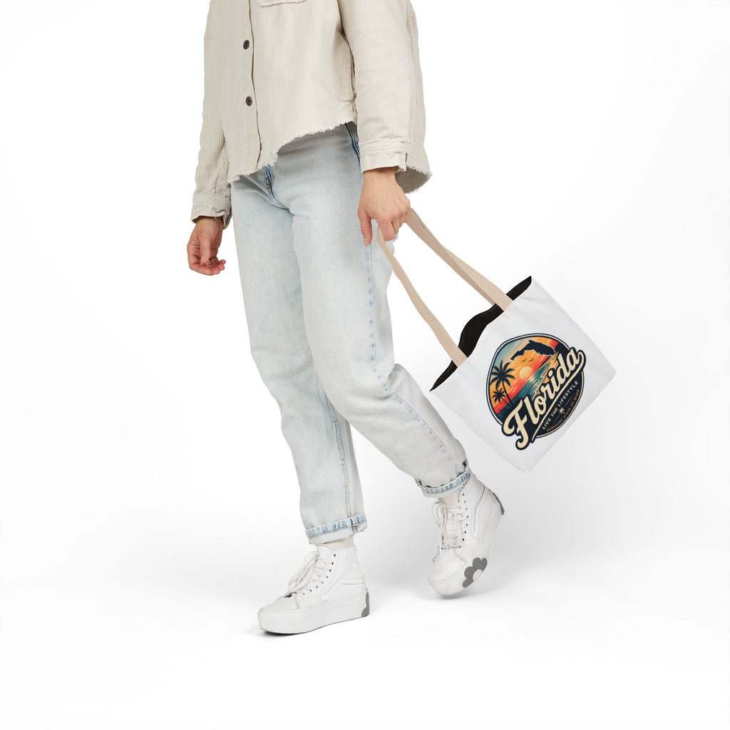Florida Sunset Canvas Tote Bag — Retro Palm Beach Design