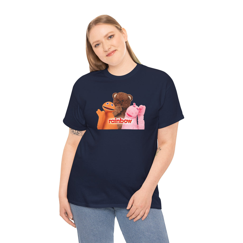 Rainbow Kids TV Zippy, George and Bungle Puppets T-Shirt — Cute Teddy & Hand Puppets Graphic Tee