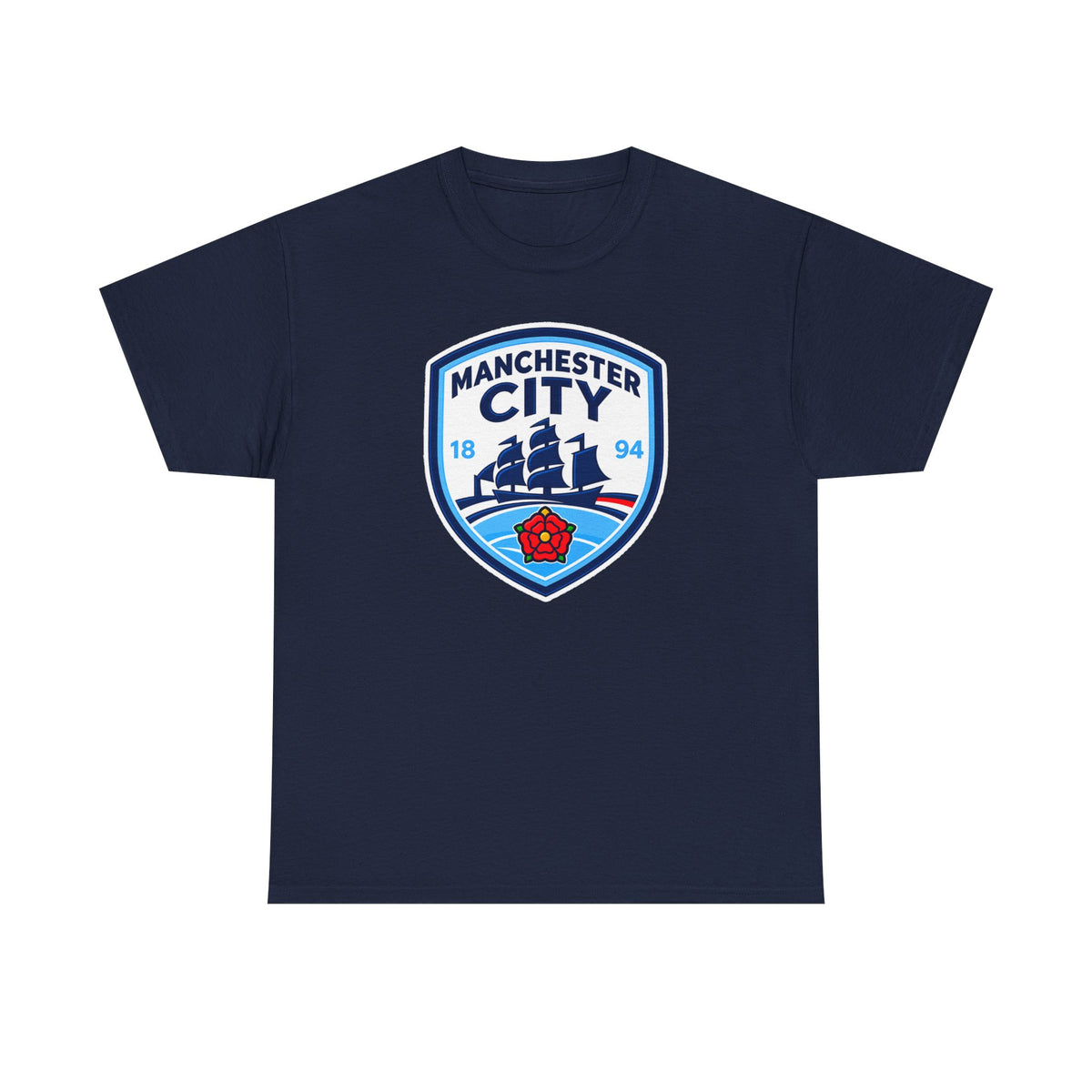 Manchester City Inspired Crest Cotton T-Shirt