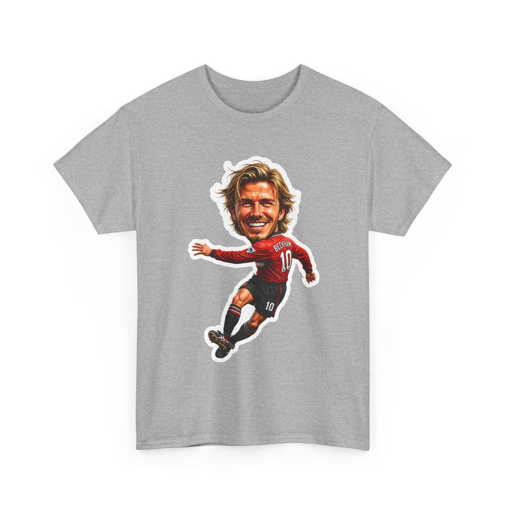 Beckham Caricature Cotton T-Shirt — Retro Football Player Graphic Tee
