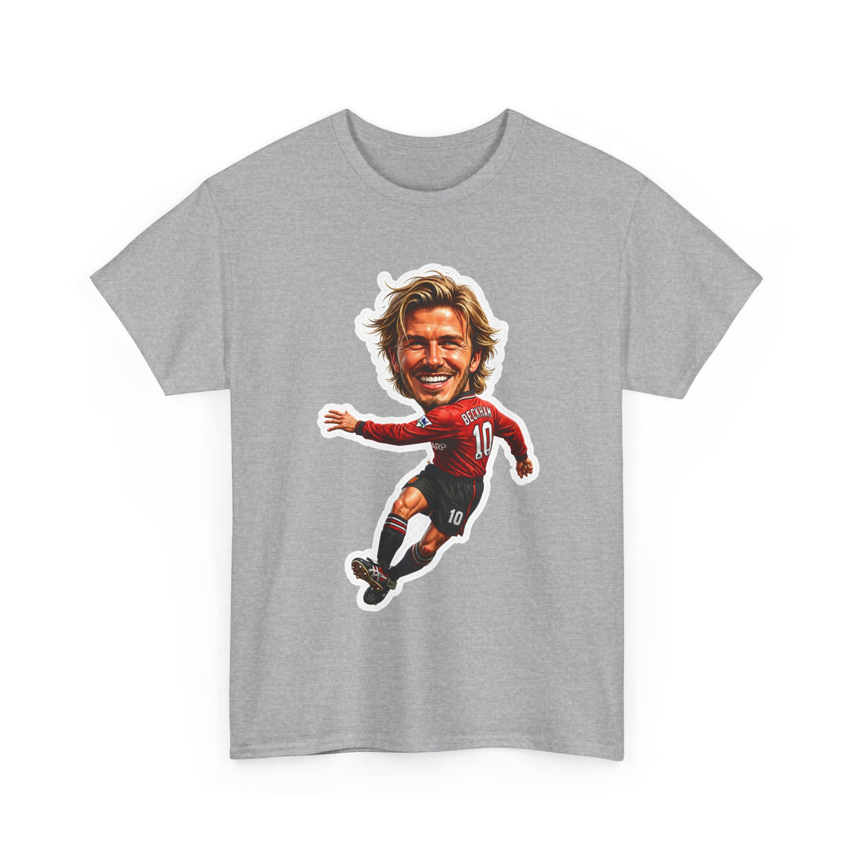 Beckham Caricature Cotton T-Shirt — Retro Football Player Graphic Tee