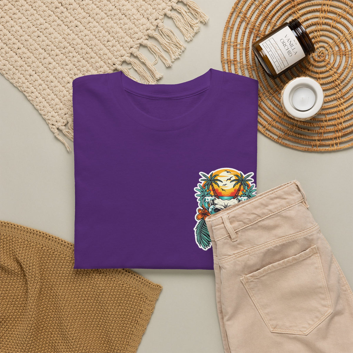 Tropical Skull Tee — Sunset Palm Beach Skull T-Shirt