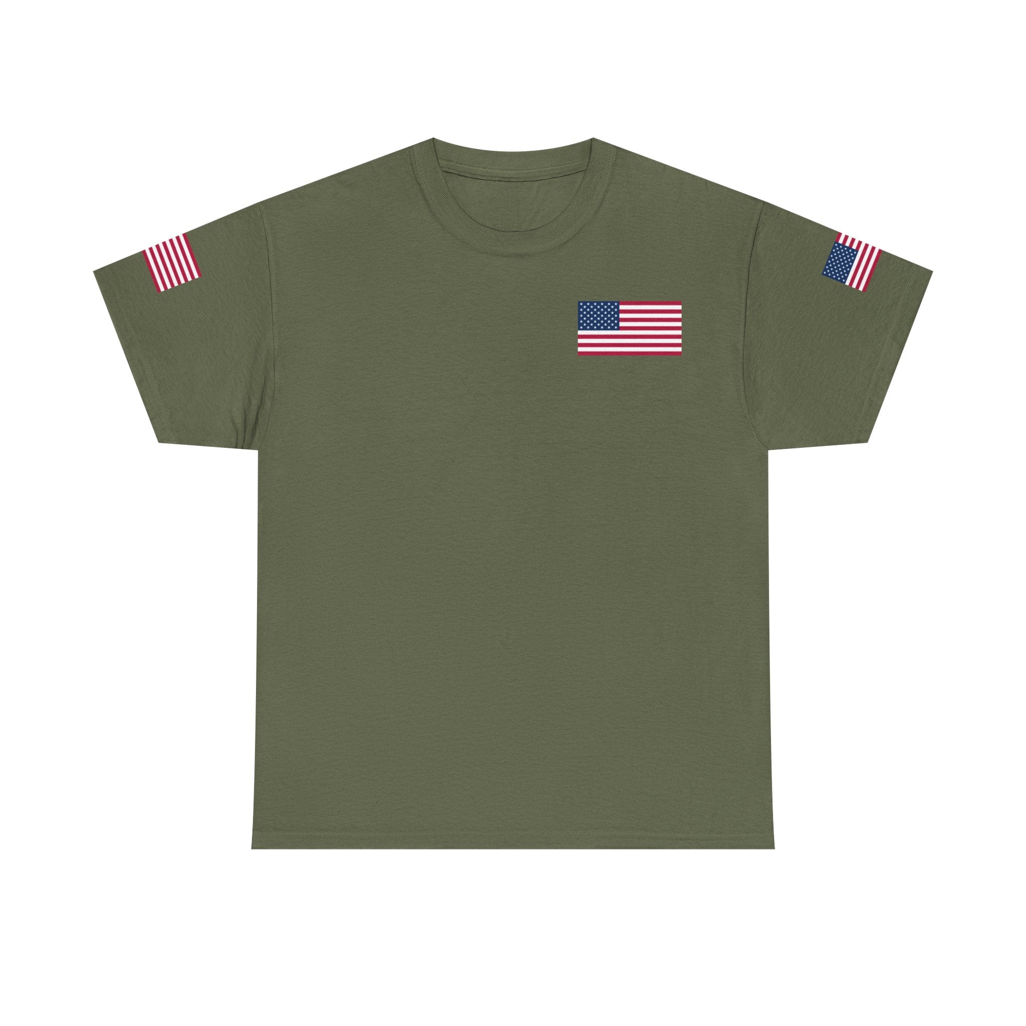 Team USA Flag T‑Shirt — Patriotic Navy Tee with Back Shield Logo