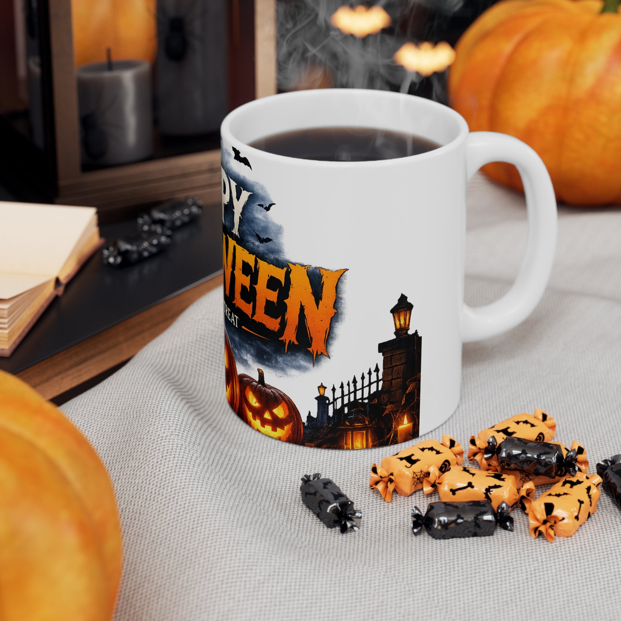 Happy Halloween Coffee Mug — Jack-o'-Lantern Pumpkin Trick or Treat Ceramic Mug (11oz & 15oz)