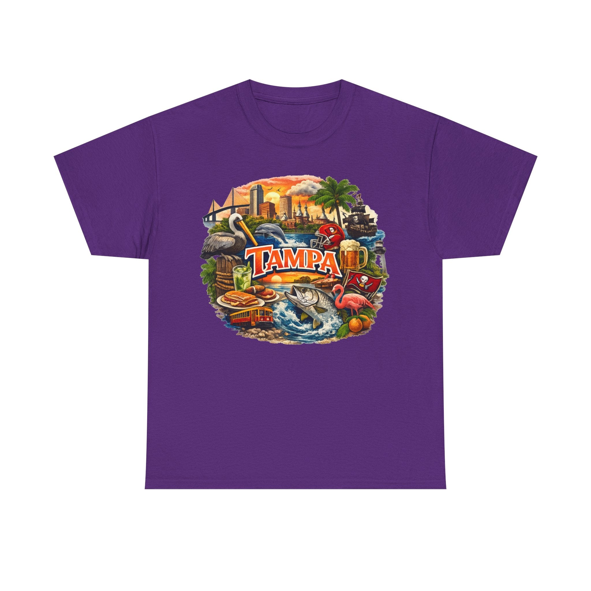 Tampa Florida Retro Scenic Tee — Vintage Beach, Skyline & Wildlife Graphic