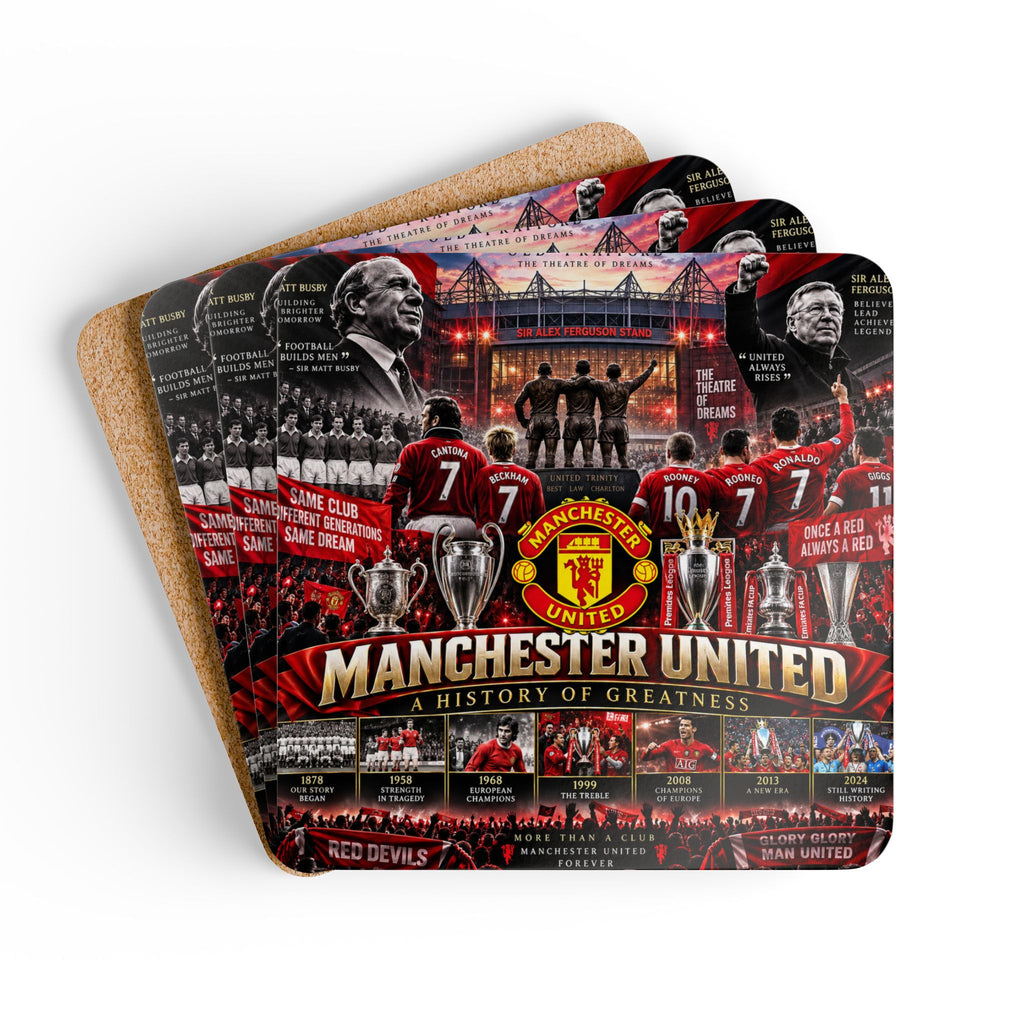Manchester United Corkwood Coaster Set — A History of Greatness