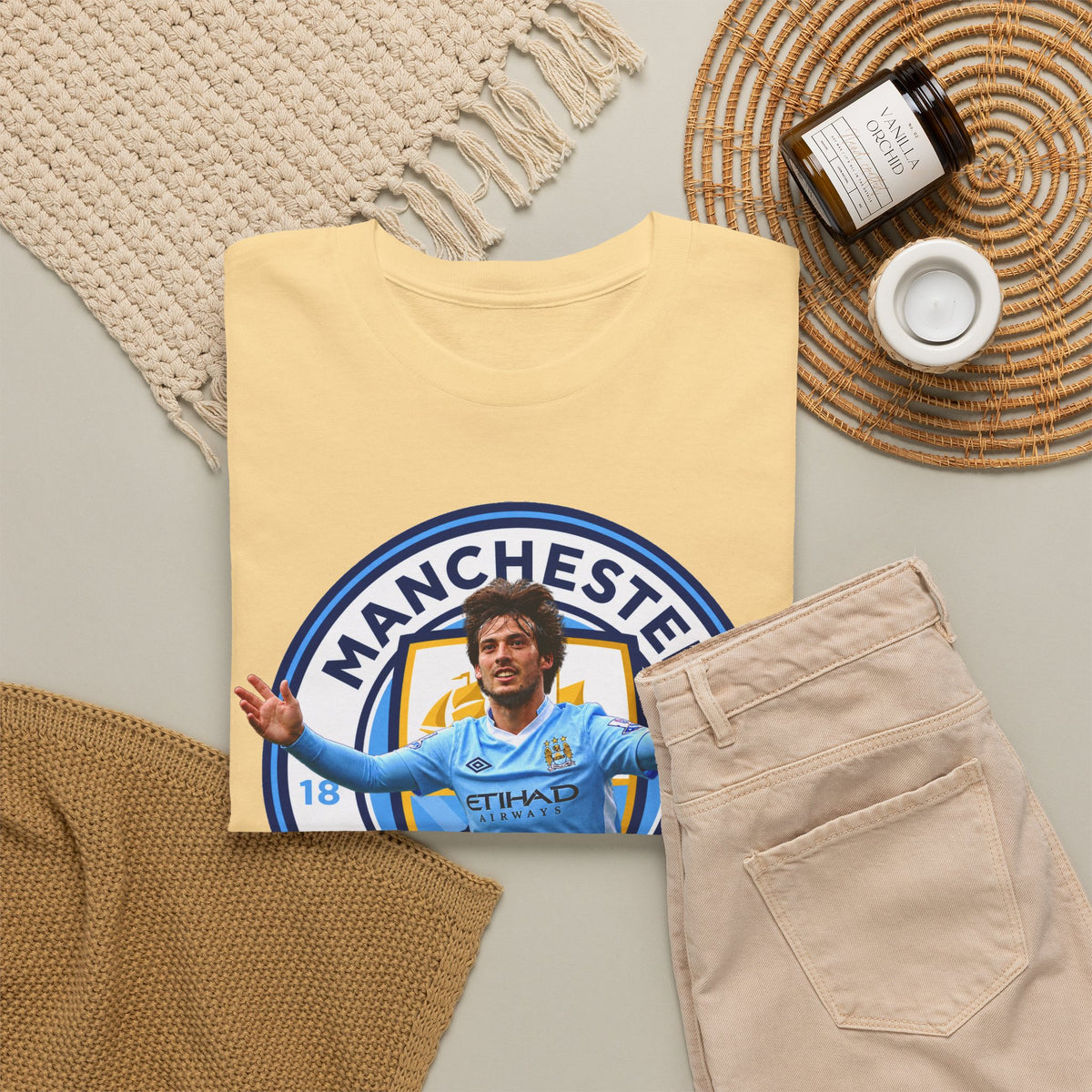David Silva Manchester Legend Football Tee — Player Celebration Design