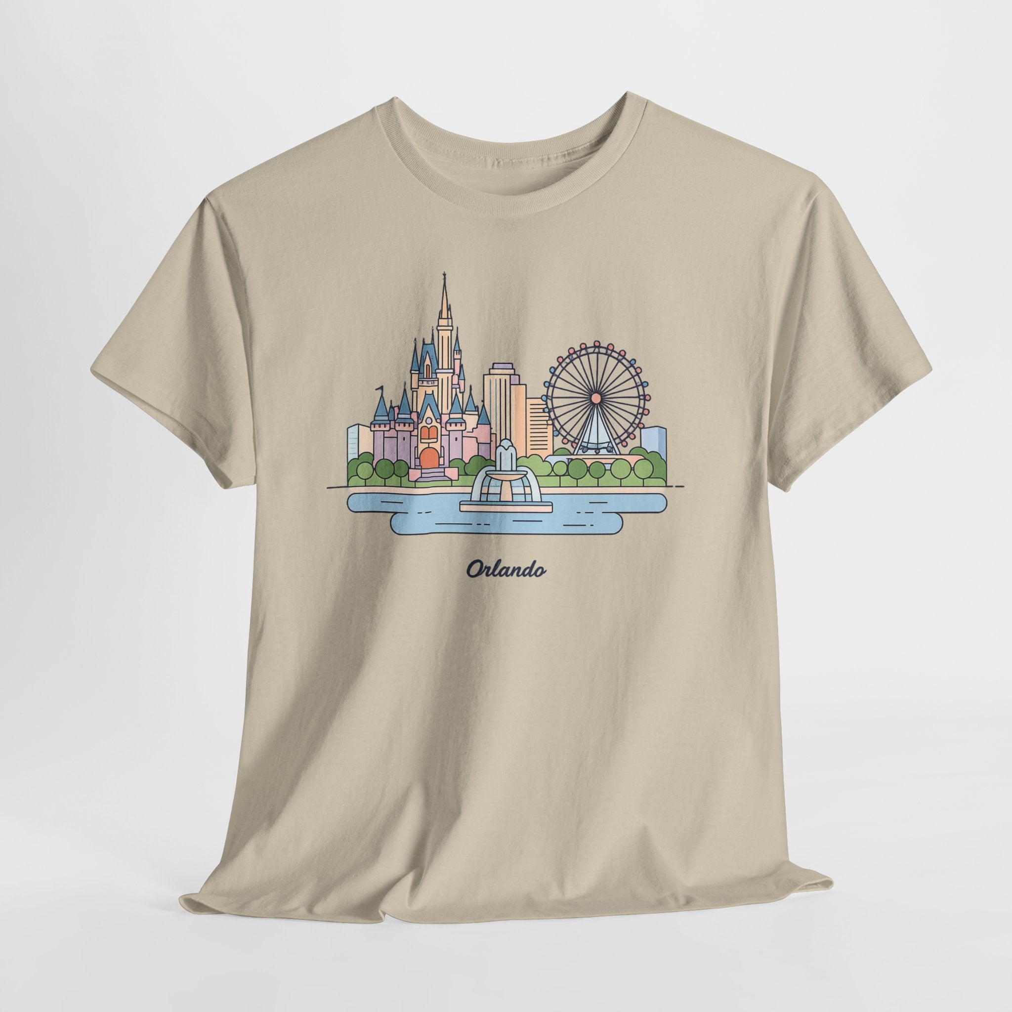 Orlando Skyline T-Shirt — Cute Cityscape Graphic Tee with 'Orlando' Text
